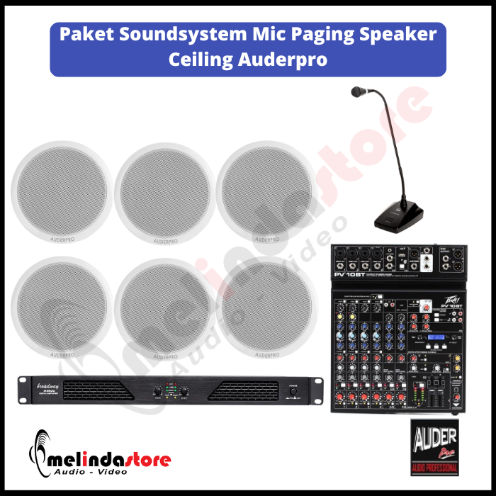 Paket Soundsystem Mic Paging Speaker Ceiling Auderpro - 6 Speaker